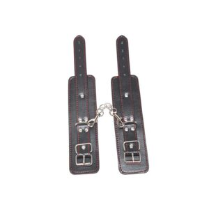 Alternative view of Leather Wrist Cuffs - Black & Red