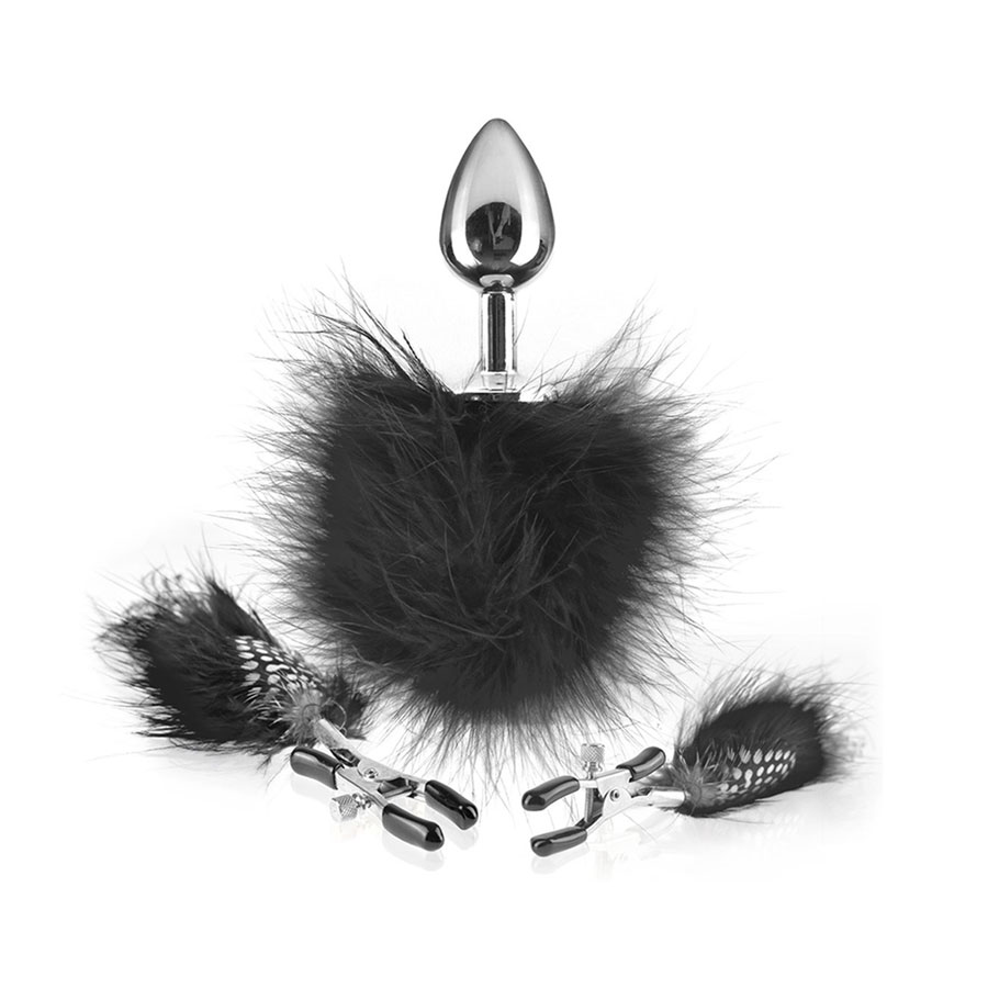 Feather Nipple Clamps and Anal Plug