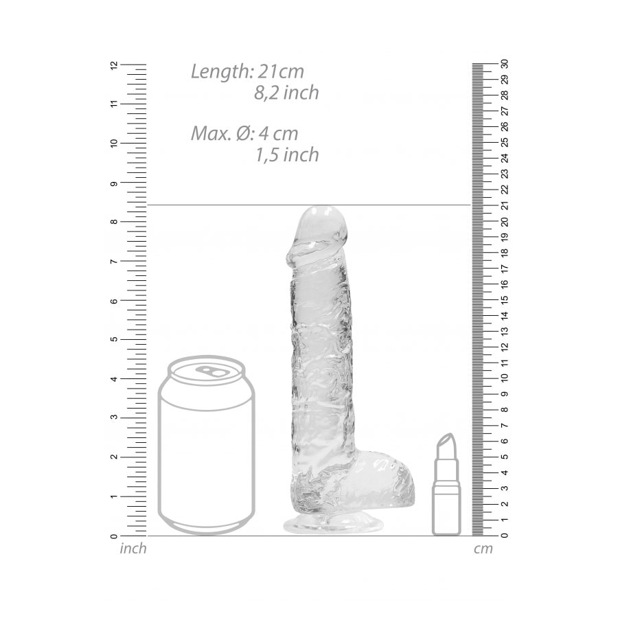 20 cm Realistic Dildo With Balls - Transparent - Bild 4