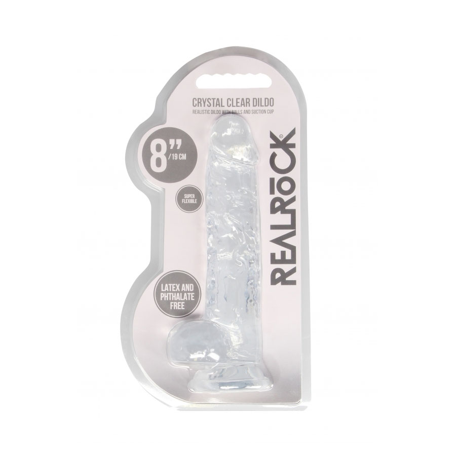 20 cm Realistic Dildo With Balls - Transparent - Bild 3