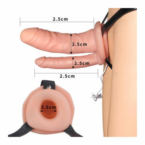 Alternative view of Vibrating Unisex Hollow Double Strap-on
