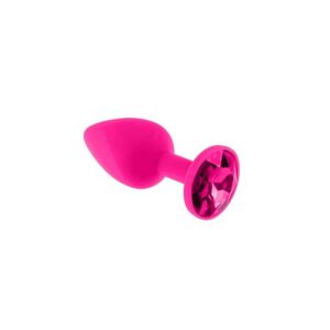 Rosa buttplug i silikon med snygg rosa diamant