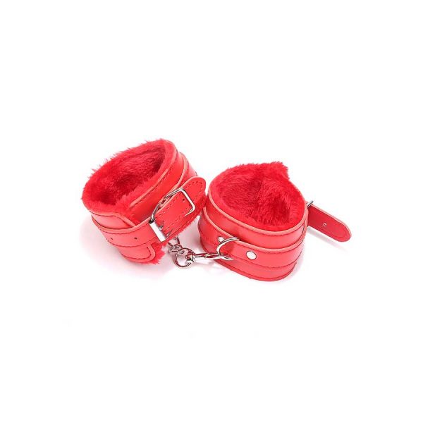 Luxury Fetish - Red Fur Wrist Cuffs