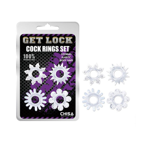 Get lock, cock rings set clear
